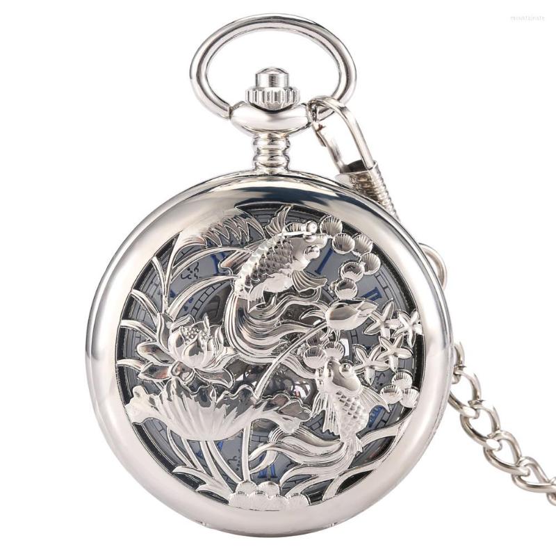 Pocket Watches Silver Hollow Two Fish Design Manual Mechanical Watch Blue Romen Numerals Face Pendant Necklace Clock Man Women
Pocket Watches Silver Hollow Two Fish Design Manual Mechanical Watch Blue Romen Numerals Face Pendant Necklace Clock Man Women