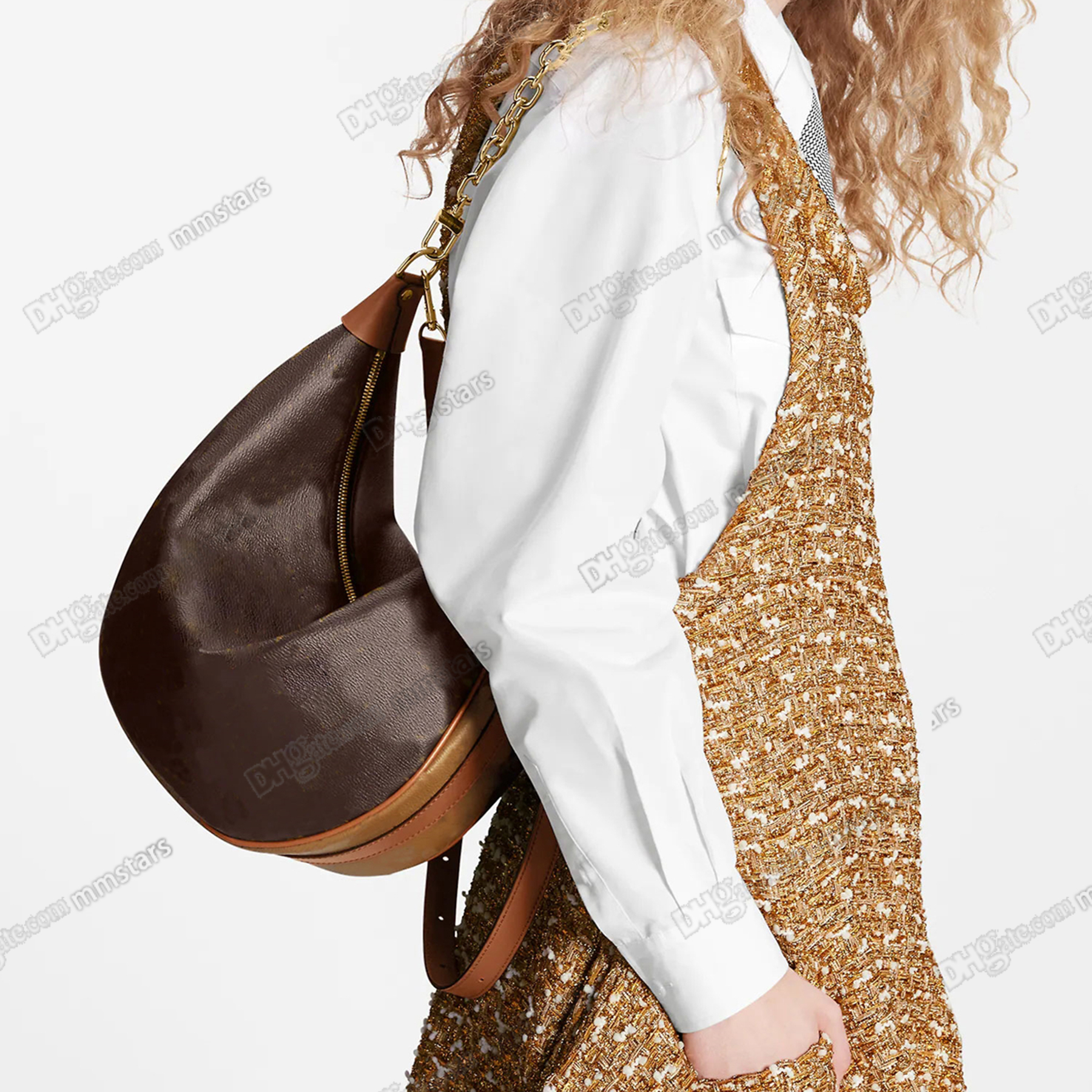 Loop Hobo Half-Moon Bag Reverse Coated Canvas Leather Trim Chain handbags Designer Gold-Color Hardware Double Zip Closure Tote Luxury Shoulder Bags Purse, Brown
Loop Hobo Half-Moon Bag Reverse Coated Canvas Leather Trim Chain handbags Designer Gold-Color Hardware Double Zip Closure Tote Luxury Shoulder Bags Purse, Brown
