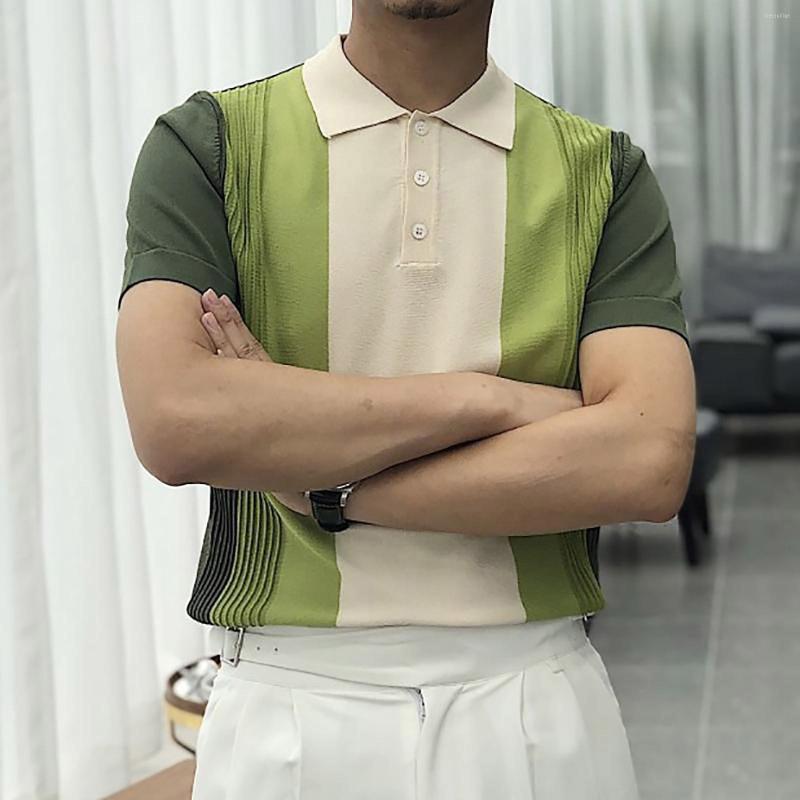 Men's Polos Fashion Business Male Turn-Down Shirts Summer Striped Patchwork Slim Tops Pullover Men Casual Button Short Sleeve Polo, Green
Men's Polos Fashion Business Male Turn-Down Shirts Summer Striped Patchwork Slim Tops Pullover Men Casual Button Short Sleeve Polo, Green