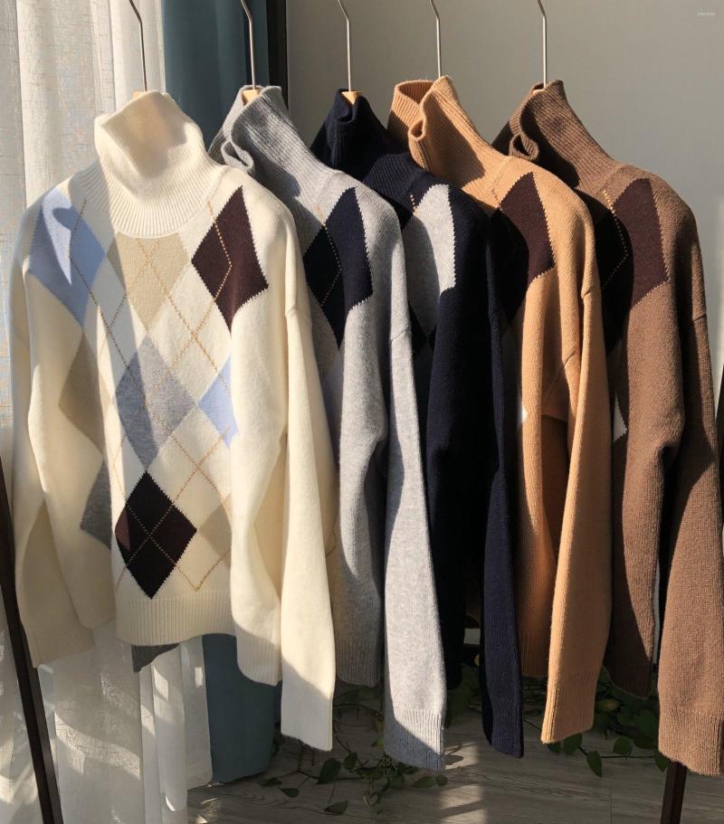 Women's Sweaters Wool Women Diamond Plaid Turtleneck Knitted Retro Sweater All-Match Ladies Knitwears Jumper Female Soft Pullover Tops, White
Women's Sweaters Wool Women Diamond Plaid Turtleneck Knitted Retro Sweater All-Match Ladies Knitwears Jumper Female Soft Pullover Tops, White