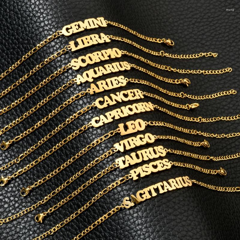 Link Bracelets 12 Zodiac Constellation Charm Bracelet Men Women Fashion Gold Color Figaro Chain Letter Leo Jewelry Birthday Gifts
Link Bracelets 12 Zodiac Constellation Charm Bracelet Men Women Fashion Gold Color Figaro Chain Letter Leo Jewelry Birthday Gifts