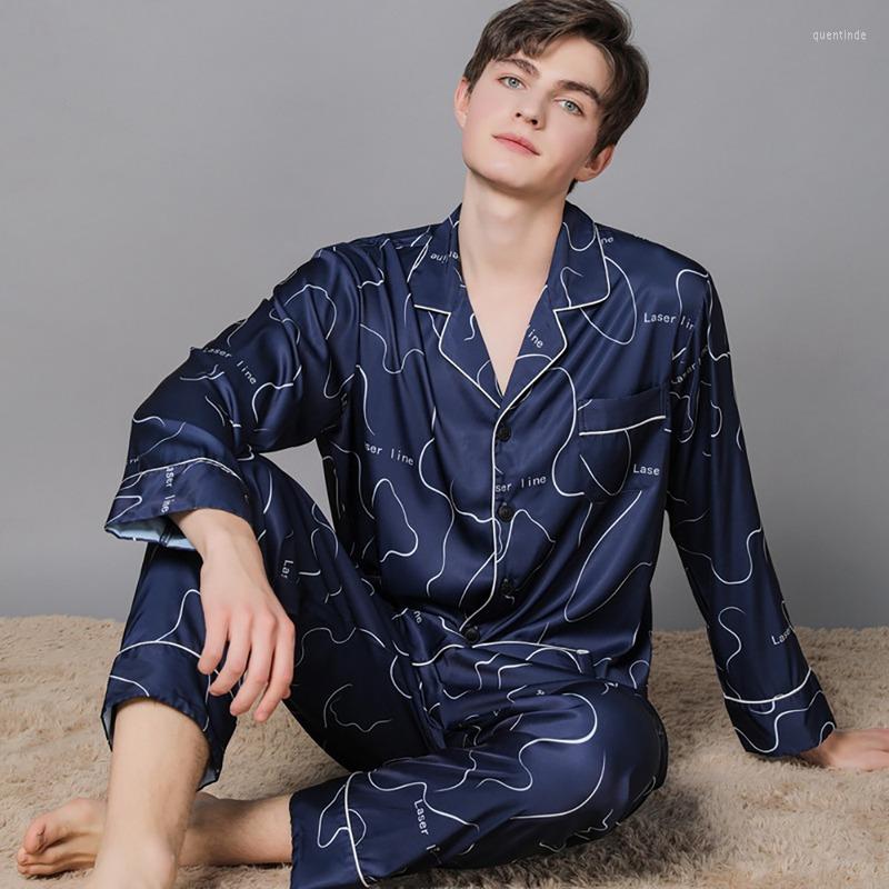 Men's Sleepwear Super Soft Silk Pajama Man Spring Summer Fashion Print V Neck Sleep Tops Long Trousers Thin Breathable Comfortable Sets
Men's Sleepwear Super Soft Silk Pajama Man Spring Summer Fashion Print V Neck Sleep Tops Long Trousers Thin Breathable Comfortable Sets