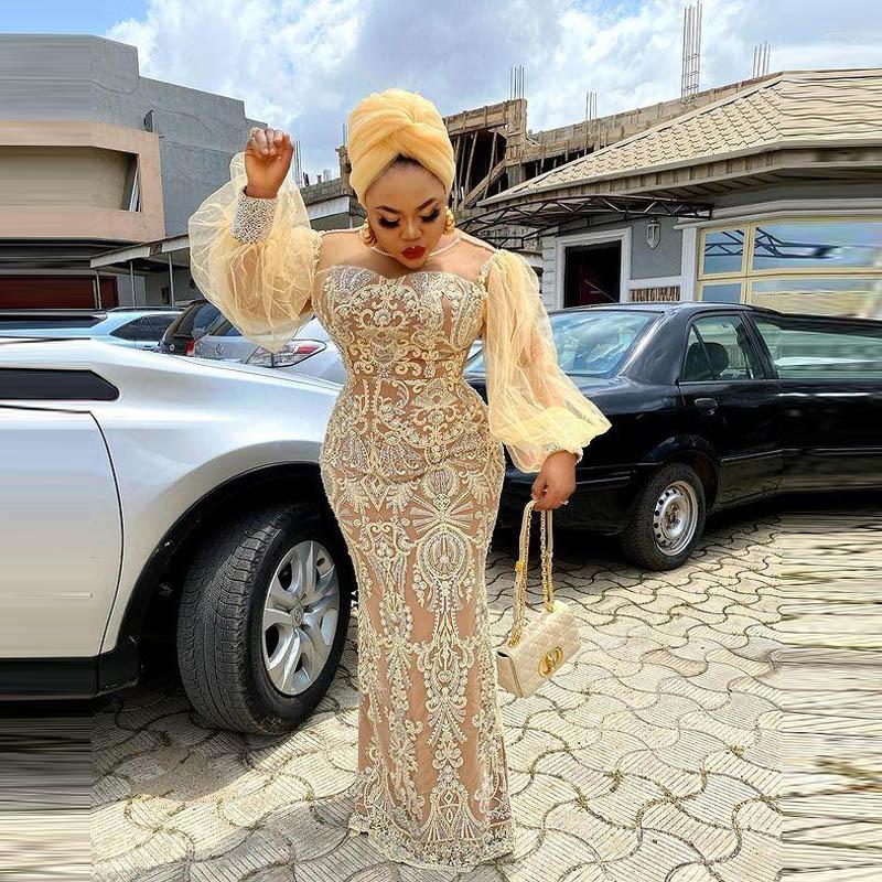 Party Dresses Aso Ebi Mermaid Evening 3D Lace Puffy Long Sleeves Sheer Neck Plus Size Dress For Christmas Prom, Blue
Party Dresses Aso Ebi Mermaid Evening 3D Lace Puffy Long Sleeves Sheer Neck Plus Size Dress For Christmas Prom, Blue