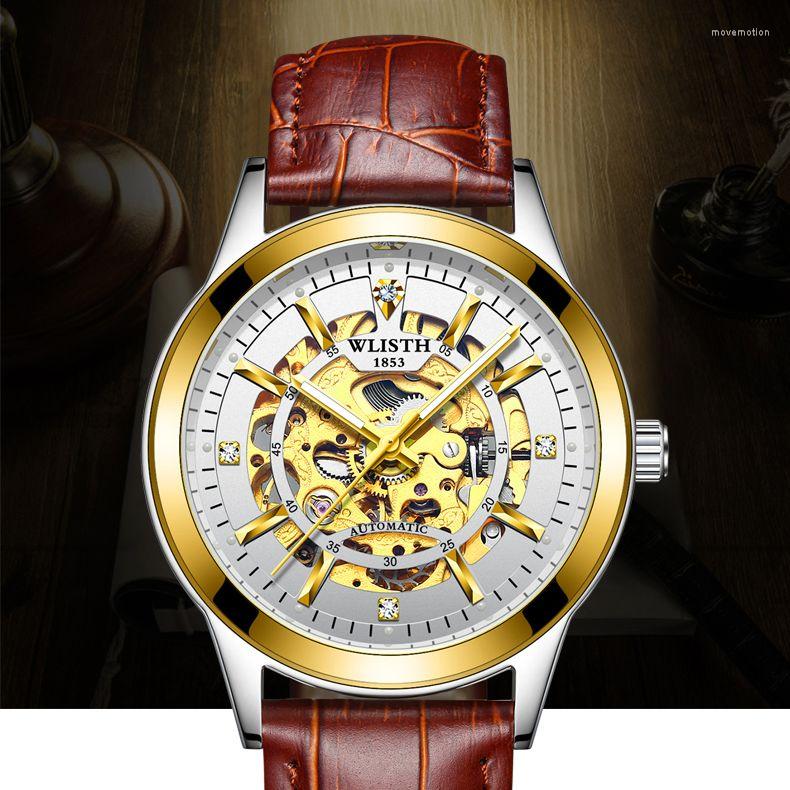 Wristwatches Fashion Men Waterproof Luminous Hand Automatic Watch WLISTH Men's Skeleton Leather Mechanical Watches Montre Homme Man Clock, Gold
Wristwatches Fashion Men Waterproof Luminous Hand Automatic Watch WLISTH Men's Skeleton Leather Mechanical Watches Montre Homme Man Clock, Gold