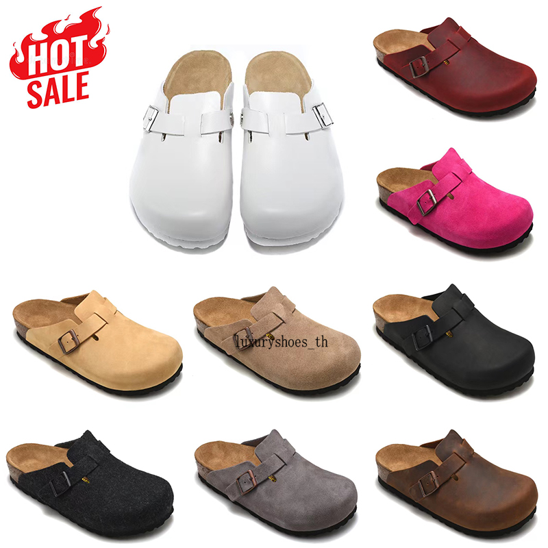 Designer Slippers Boston Sandals Oiled Leather Bag Head Pull Cork Suede Autumn Winter Loafers Shoes Classic Tan Brown Black Fashion Luxurys Clogs Slippers
Designer Slippers Boston Sandals Oiled Leather Bag Head Pull Cork Suede Autumn Winter Loafers Shoes Classic Tan Brown Black Fashion Luxurys Clogs Slippers