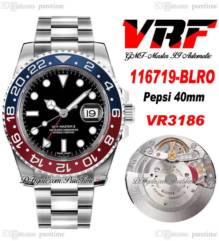 VRF GMT II VR3186 Pepsi Automatic Mens Watch 40mm Red Blue Ceramic Bezel Black Dial 904L OysterSteel Diamonds Bracelet Super Edition Same Series Card Puretime C3, Customized warranty card
VRF GMT II VR3186 Pepsi Automatic Mens Watch 40mm Red Blue Ceramic Bezel Black Dial 904L OysterSteel Diamonds Bracelet Super Edition Same Series Card Puretime C3, Customized warranty card