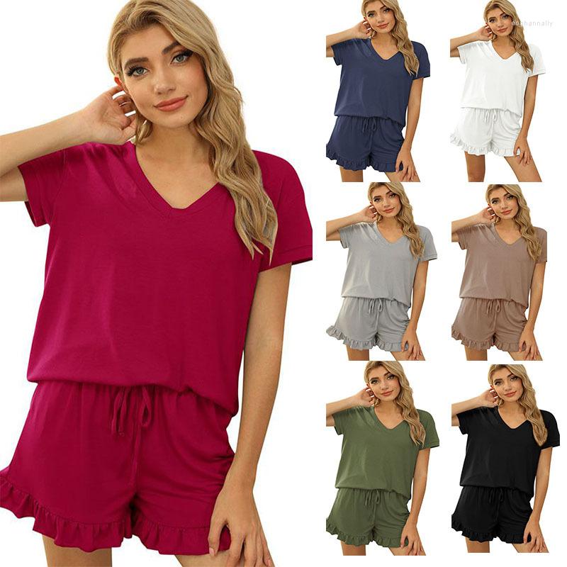 Women' Tracksuits 2pc/1set Spring Summer Women' Short-sleeved Shirt Pant V-neck Top Shorts Pants Homewear Two-piece Suit, Black
Women' Tracksuits 2pc/1set Spring Summer Women' Short-sleeved Shirt Pant V-neck Top Shorts Pants Homewear Two-piece Suit, Black