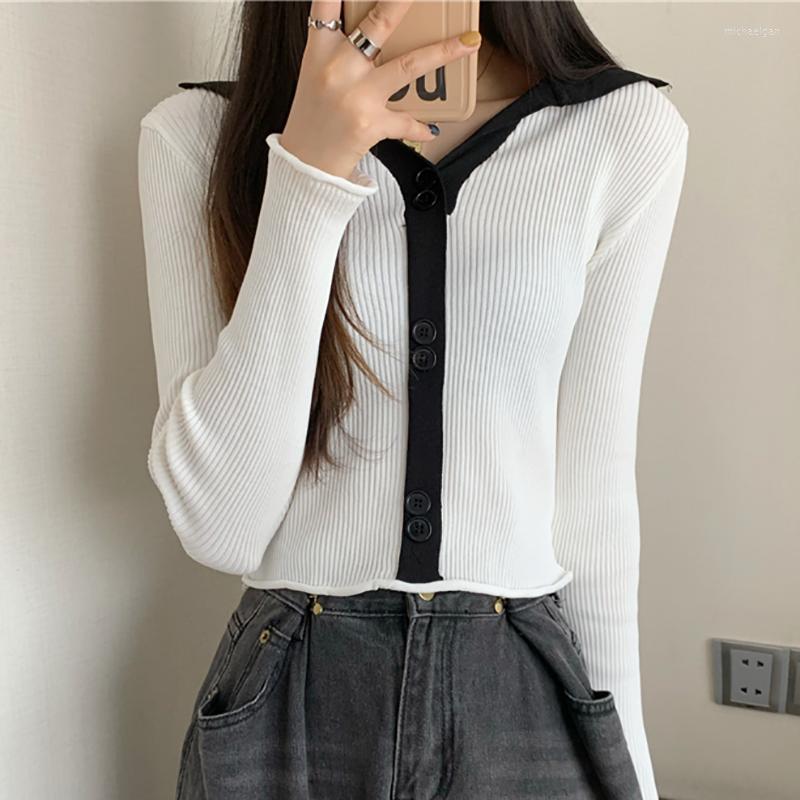 Women's Knits POLO Neck Knitting Cardigan Womens Patchwork Slim Short Spring Fashion Sweaters Femme Button Ribbed Casual Knitwear Female, Green
Women's Knits POLO Neck Knitting Cardigan Womens Patchwork Slim Short Spring Fashion Sweaters Femme Button Ribbed Casual Knitwear Female, Green