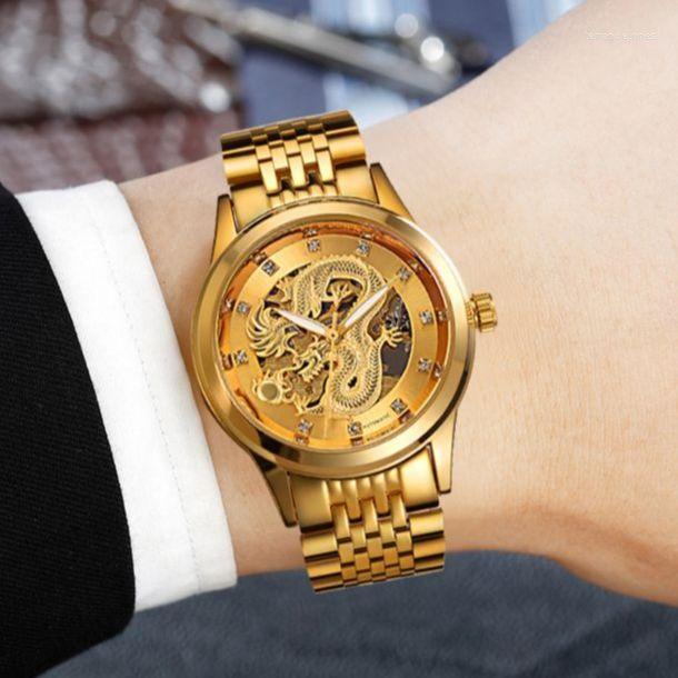 Wristwatches WLISTH SkeletonGolden Dragon Automatic Winding Men's Watch Waterproof Full Steel Sports Luminous Mechanical Men, Gold
Wristwatches WLISTH SkeletonGolden Dragon Automatic Winding Men's Watch Waterproof Full Steel Sports Luminous Mechanical Men, Gold
