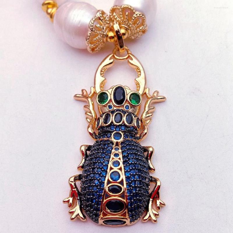 Choker 20'' Freshwater White Rice Pearl Necklace CZ Pave Gold Color Plated Insect Pendant For Women
Choker 20'' Freshwater White Rice Pearl Necklace CZ Pave Gold Color Plated Insect Pendant For Women