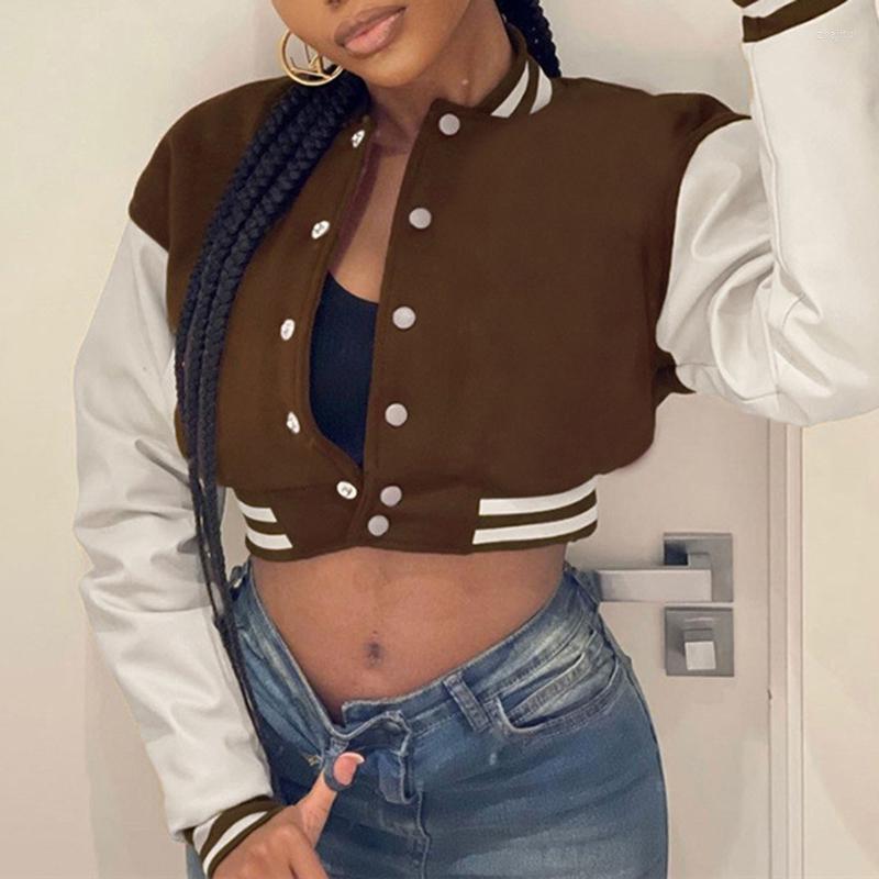 Women' Jackets Women' High Street Crop Baseball Jacket Varsity Women 2022 Fashion Patchwork Autumn Long Sleeve Top Casual Button, Black
Women' Jackets Women' High Street Crop Baseball Jacket Varsity Women 2022 Fashion Patchwork Autumn Long Sleeve Top Casual Button, Black