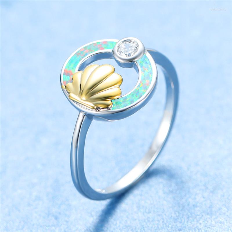 Wedding Rings Cute Female White Fire Opal Stone Ring Crystal Silver Color Engagement Vintage Gold Shell For Women
Wedding Rings Cute Female White Fire Opal Stone Ring Crystal Silver Color Engagement Vintage Gold Shell For Women