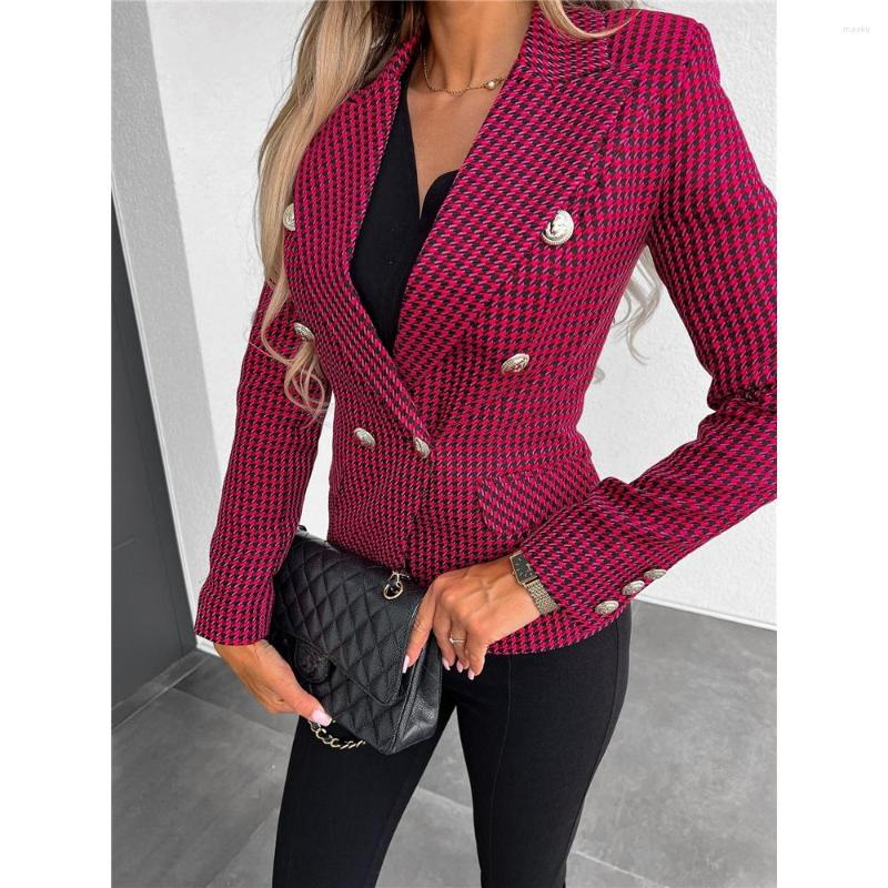Women' Suits Autumn Women Houndstooth Double Breasted Chocolate Blazer Coat Fashion Femme Fall Long Sleeve 2022 Elegant Lady Outfits, Khaki
Women' Suits Autumn Women Houndstooth Double Breasted Chocolate Blazer Coat Fashion Femme Fall Long Sleeve 2022 Elegant Lady Outfits, Khaki