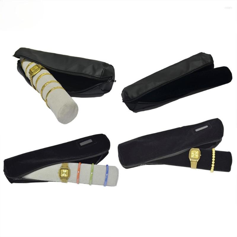 Jewelry Pouches Soft Velvet Bangle Watch Chain Display Bar Travel Roll Bag Black PU Zipper Bracelet Storage
Jewelry Pouches Soft Velvet Bangle Watch Chain Display Bar Travel Roll Bag Black PU Zipper Bracelet Storage