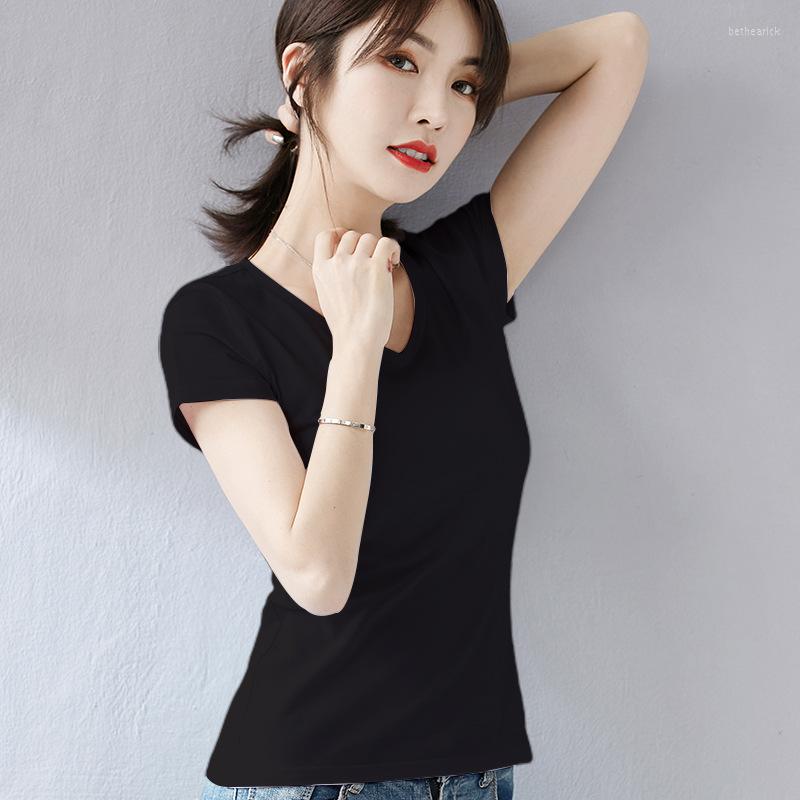 Women's T Shirts Spring Cotton Plain T-shirt Women's Short Sleeve Slim V 2022, Black
Women's T Shirts Spring Cotton Plain T-shirt Women's Short Sleeve Slim V 2022, Black