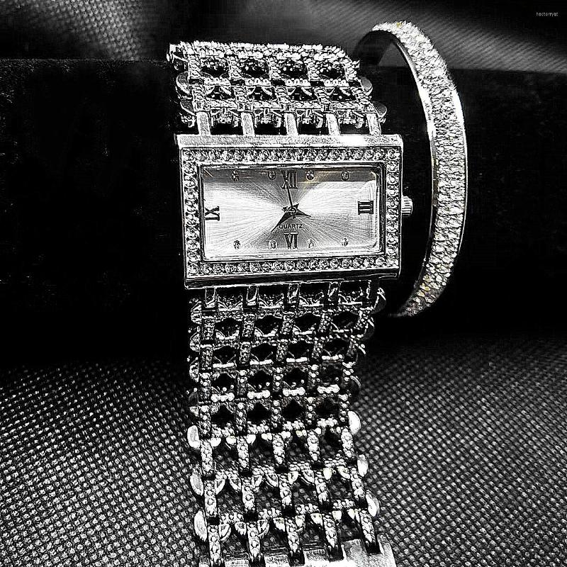 Wristwatches 2pcs Set Iced Out Watch Bangle For Women Bling Bracelet Luxury Gold Relojes Para Mujer, Sliver 2pcs
Wristwatches 2pcs Set Iced Out Watch Bangle For Women Bling Bracelet Luxury Gold Relojes Para Mujer, Sliver 2pcs