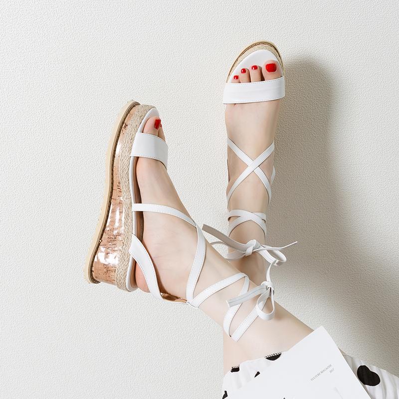 Sandals BaoYaFang 2022 Arrival White/Black Summer Woman Open Toe Wedges Girls Party Dress Shoes Lace-Up Big Size 43
Sandals BaoYaFang 2022 Arrival White/Black Summer Woman Open Toe Wedges Girls Party Dress Shoes Lace-Up Big Size 43