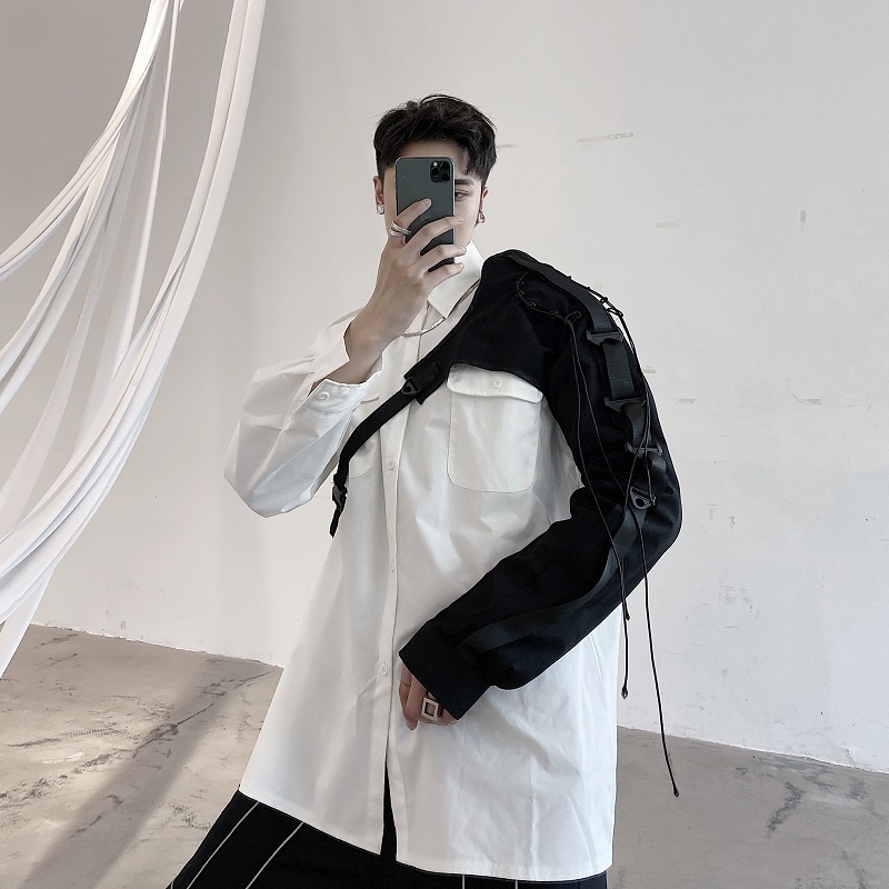 Men's Vests Men personality one sleeve vest hip hop punk tactical cargo vest man asymmetric techwear waistcoat DJ singer stage costume 220930, Black
Men's Vests Men personality one sleeve vest hip hop punk tactical cargo vest man asymmetric techwear waistcoat DJ singer stage costume 220930, Black