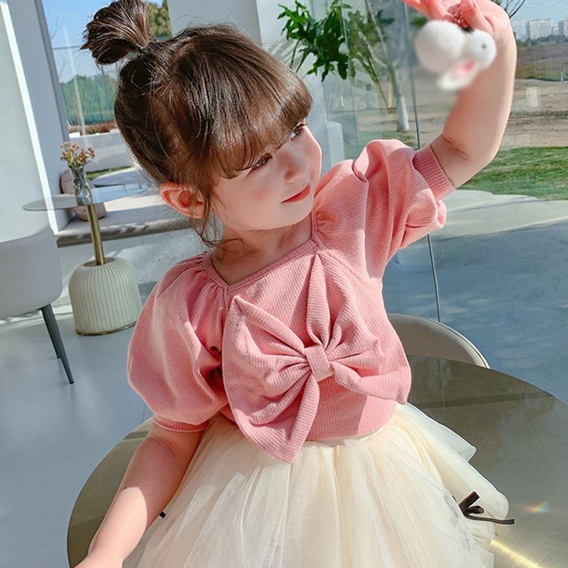 Shirts Summer Girls Cute Casual Baby Sweet Bubble Sleeve Princess Clothes Big Bow Short Top Style
Shirts Summer Girls Cute Casual Baby Sweet Bubble Sleeve Princess Clothes Big Bow Short Top Style