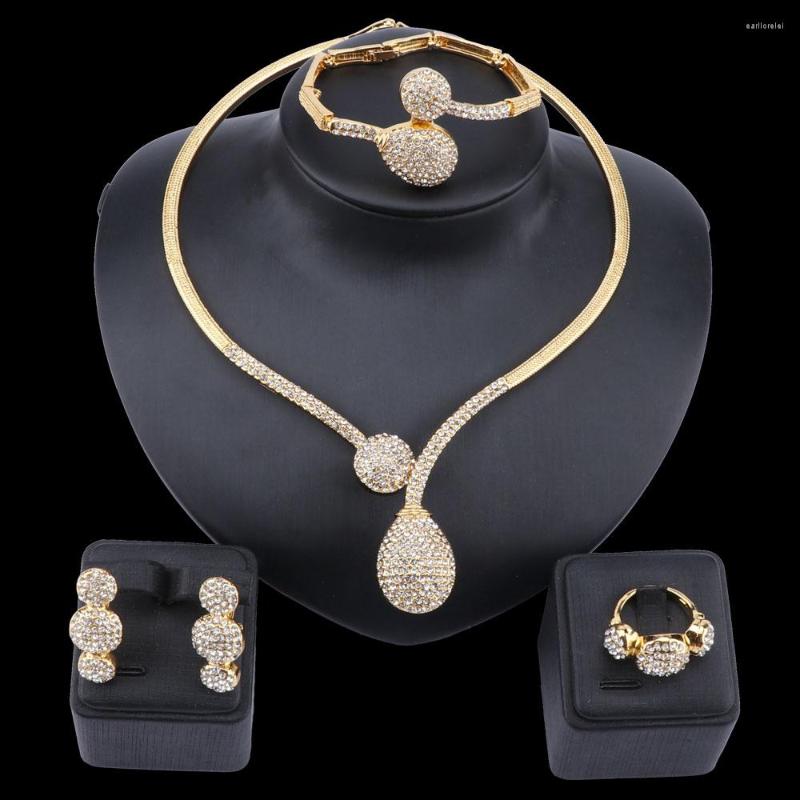 Necklace Earrings Set Wedding Crystal African For Women Gold Color Beads Pendant Party Jewellery Simple Design, Picture shown
Necklace Earrings Set Wedding Crystal African For Women Gold Color Beads Pendant Party Jewellery Simple Design, Picture shown