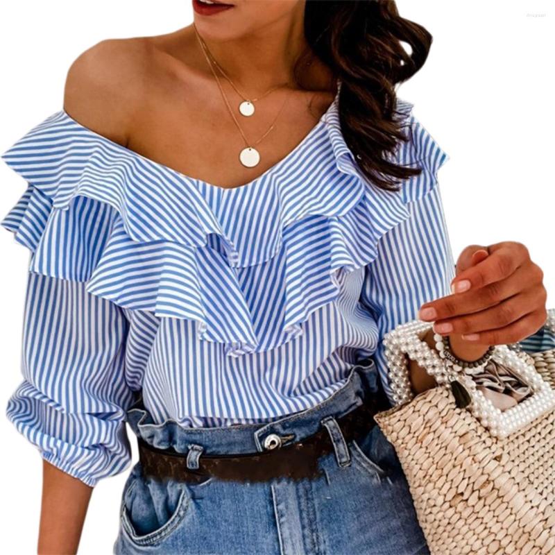 Women' Blouses Women Striped Ruffles V-neck Low Cut Blouse 2022 Summer Half Sleeve Casual Shirts Fashionable Office Lady Tops Girl Base, Picture shown
Women' Blouses Women Striped Ruffles V-neck Low Cut Blouse 2022 Summer Half Sleeve Casual Shirts Fashionable Office Lady Tops Girl Base, Picture shown