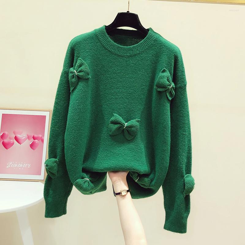 Women' Sweaters Autumn Winter Heavy Industry Bow Tie Round Neck Long-Sleeved Green Sweater Women' Casual Loose Knit Shirt Female
Women' Sweaters Autumn Winter Heavy Industry Bow Tie Round Neck Long-Sleeved Green Sweater Women' Casual Loose Knit Shirt Female