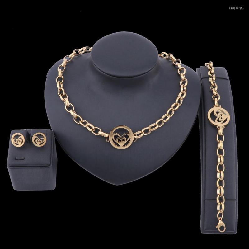Necklace Earrings Set African Gold Color Charming Heart Shape Romantic Bridal Fashion Metal Vintage Women Costume, Picture shown
Necklace Earrings Set African Gold Color Charming Heart Shape Romantic Bridal Fashion Metal Vintage Women Costume, Picture shown