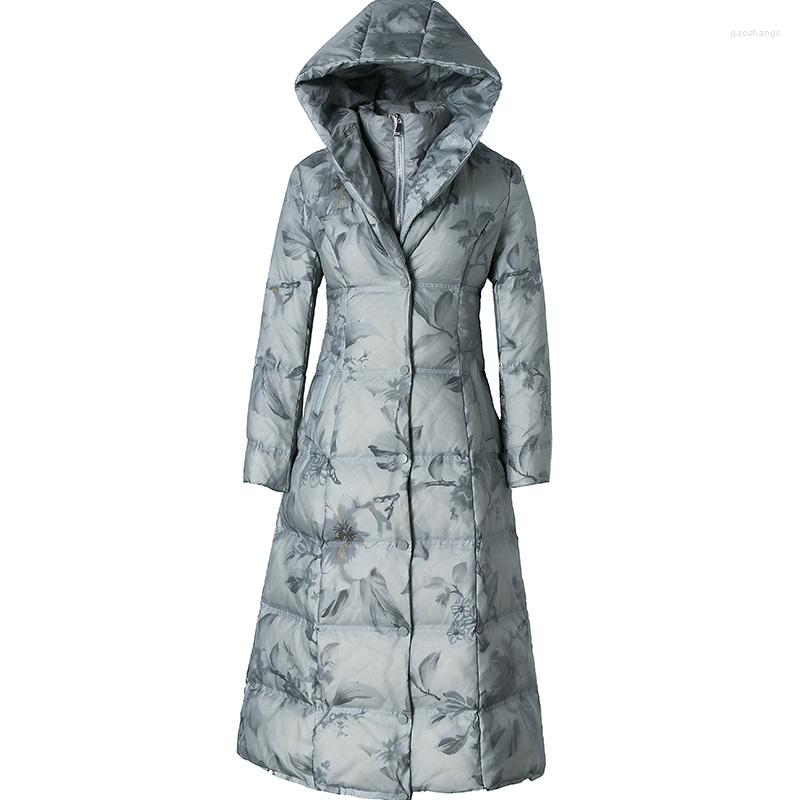 Women' Trench Coats Winter Fashion Printed Long Slim Hooded Warm Thickened Duck Down Coat Female, Grey
Women' Trench Coats Winter Fashion Printed Long Slim Hooded Warm Thickened Duck Down Coat Female, Grey