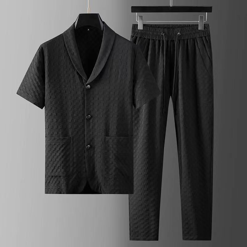 Men's Tracksuits Fashion Spring Summer Casual Two Piece Sets Short Sleeve Shirts Long Pants Suit Pattern Print Outfit Men Streetwear 220930