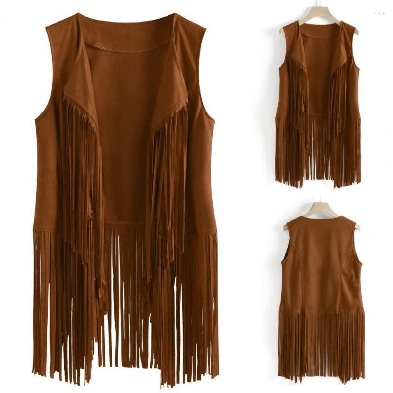 Women' Vests Trendy Jacket Vest Tassels Lady Coat Pure Color Fringed Cardigan, Beige
Women' Vests Trendy Jacket Vest Tassels Lady Coat Pure Color Fringed Cardigan, Beige