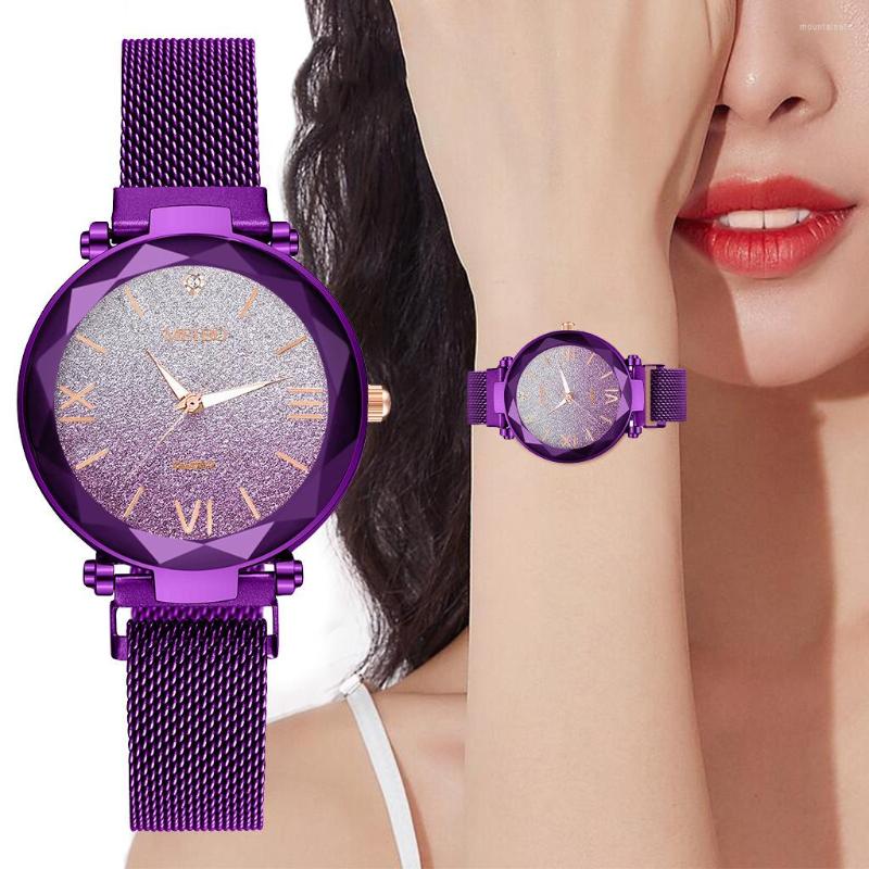 Wristwatches Luxury Female Quartz Watch Magnet Business Purple Alloy Strap Gradient Color Roman Digital Dial Ladies Wrist For Women, Red
Wristwatches Luxury Female Quartz Watch Magnet Business Purple Alloy Strap Gradient Color Roman Digital Dial Ladies Wrist For Women, Red