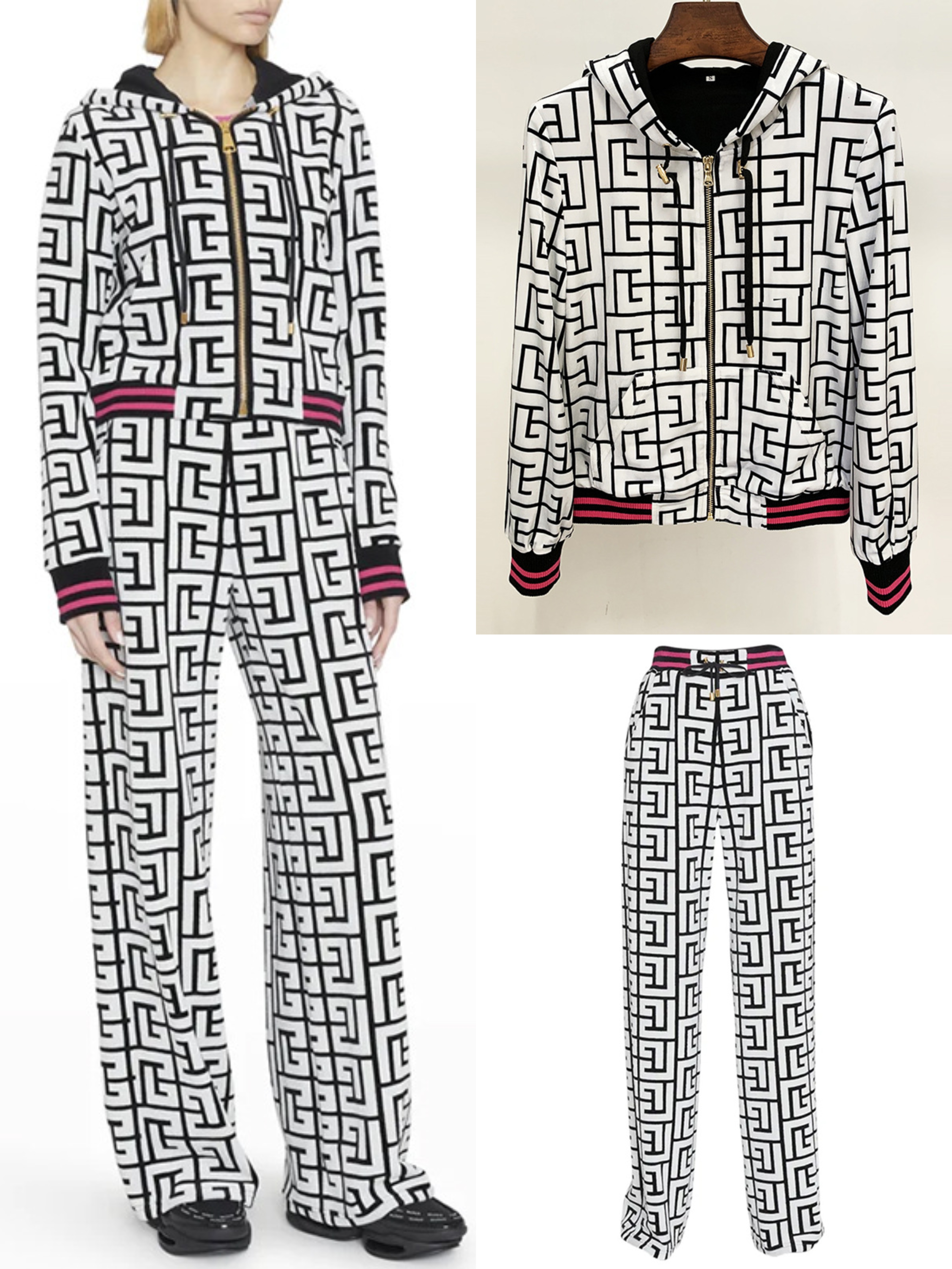 High-quality star with the same two piece pants geometric pattern velvet hooded-collar jacket and adjustable waist pants, 2549 pants
High-quality star with the same two piece pants geometric pattern velvet hooded-collar jacket and adjustable waist pants, 2549 pants