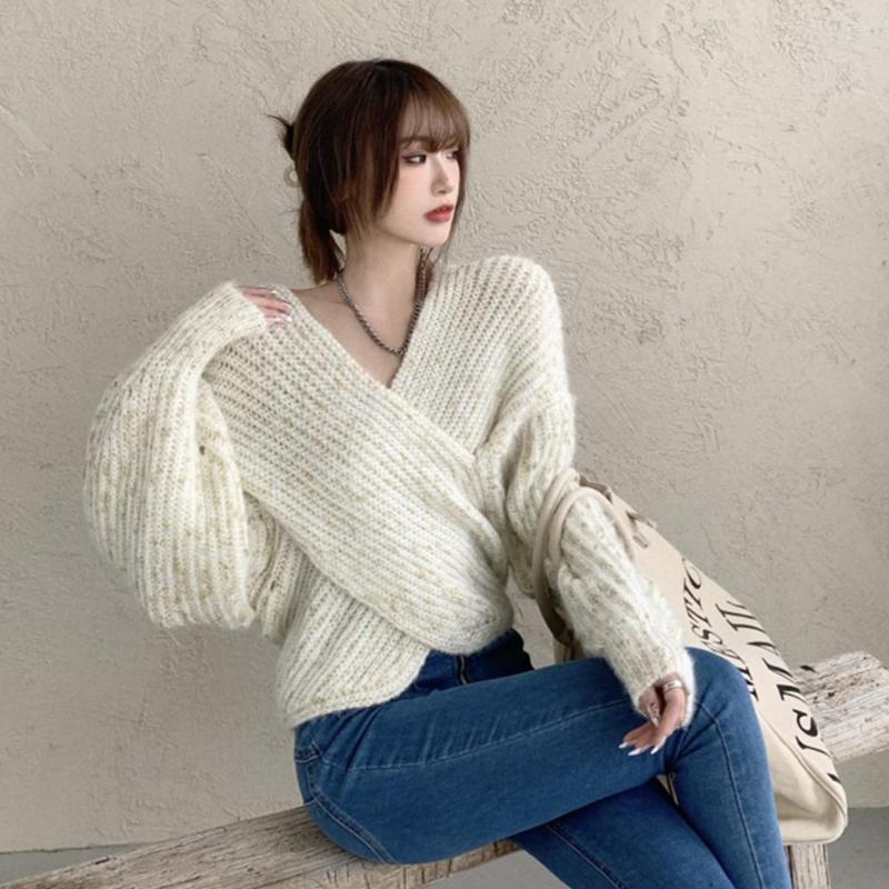 Women's Sweaters Korean Style Knitted Sweater Women V Neck Long Sleeve Pullover Jumpers Cross Design Casual Tops Chic Pull Femme, Apricot
Women's Sweaters Korean Style Knitted Sweater Women V Neck Long Sleeve Pullover Jumpers Cross Design Casual Tops Chic Pull Femme, Apricot