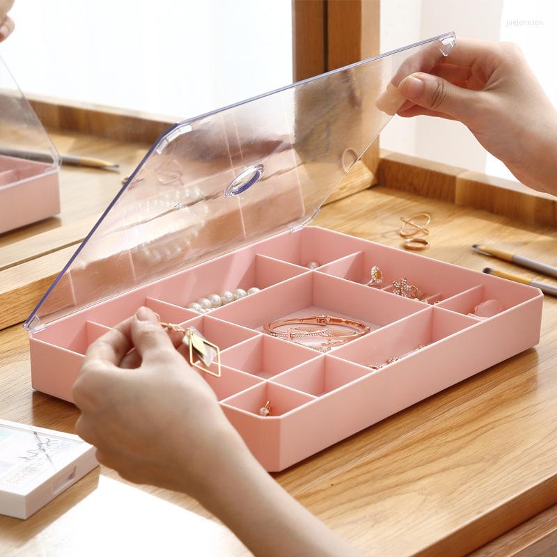 Jewelry Pouches Simple Multi-Grid Storage Box Plastic Cases Finishing With Lid Visible Square Earrings Rings Display
Jewelry Pouches Simple Multi-Grid Storage Box Plastic Cases Finishing With Lid Visible Square Earrings Rings Display