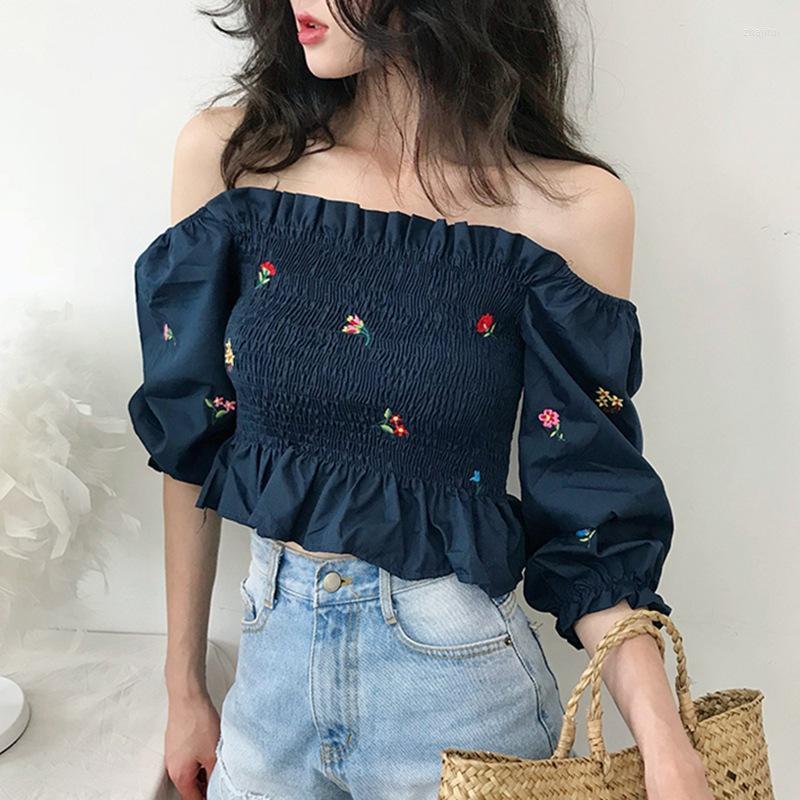 Women's Blouses Women's & Shirts Retro Embroidery Floral Blouse Women Slash Neck Short Sleeve Female Navel Exposed Shirt Tops, Blue
Women's Blouses Women's & Shirts Retro Embroidery Floral Blouse Women Slash Neck Short Sleeve Female Navel Exposed Shirt Tops, Blue