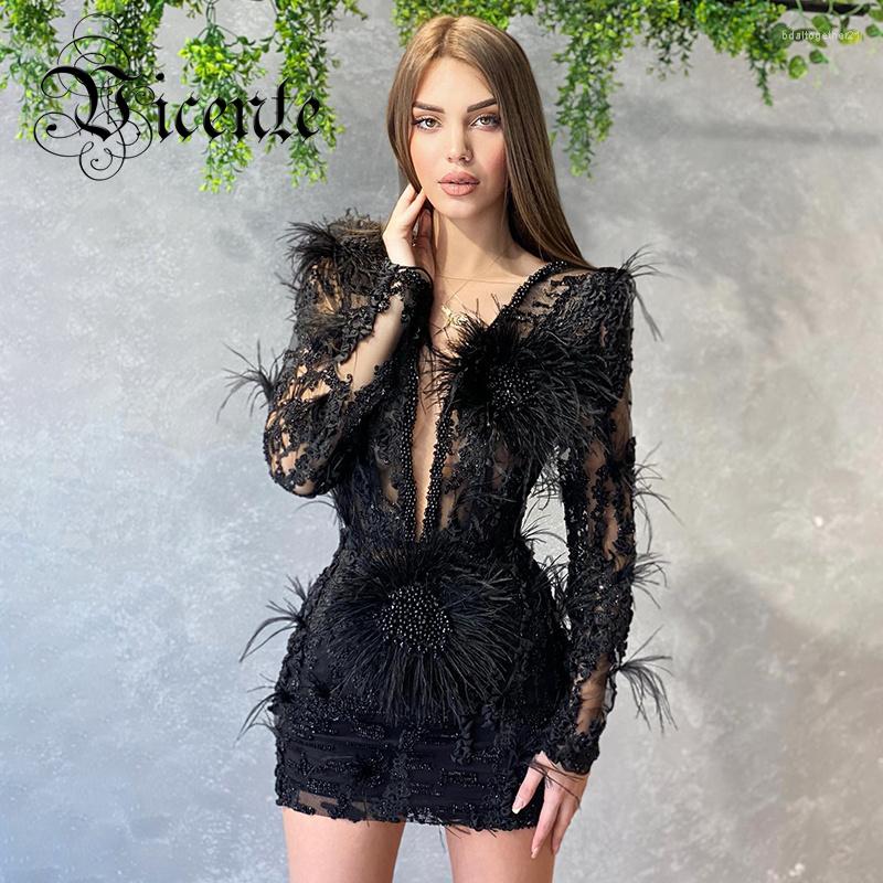 Casual Dresses VC Summer Feather Pearl Design V Neck Long Sleeve Short Sexy Mini Dress, Black
Casual Dresses VC Summer Feather Pearl Design V Neck Long Sleeve Short Sexy Mini Dress, Black