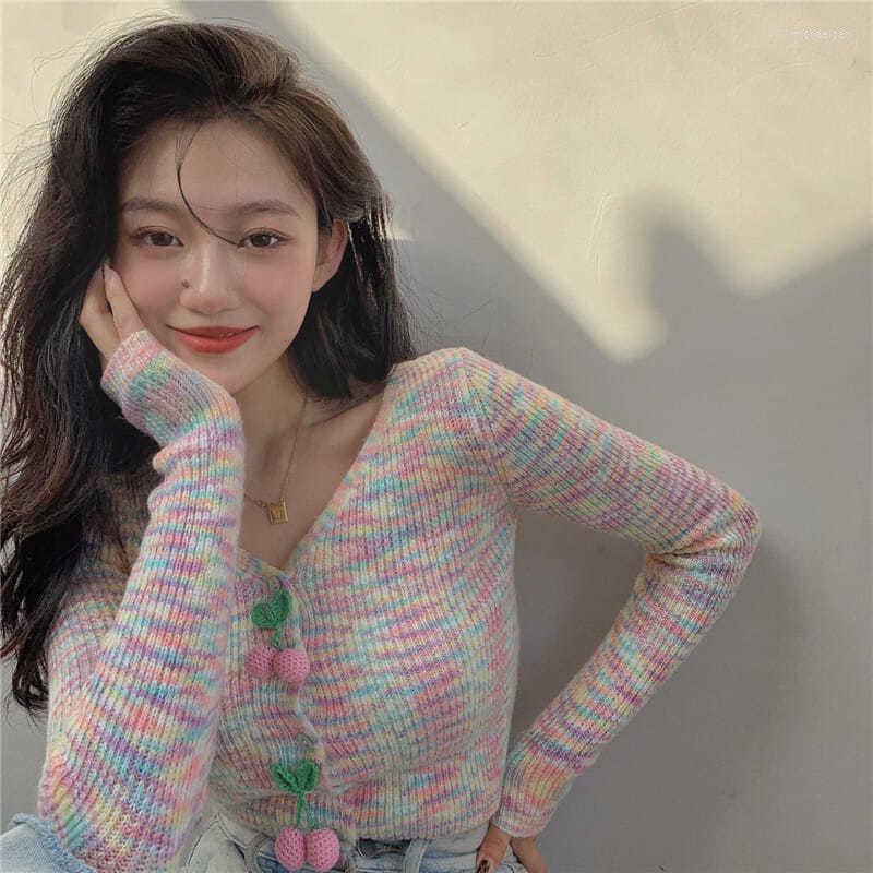 Women' Knits Korobov 2022 Fashion V Neck Long Sleeve Women Sweaters Korean Chic Sweet Striped Cardigans Streetwear Crop Knitwear Yop, Colorful
Women' Knits Korobov 2022 Fashion V Neck Long Sleeve Women Sweaters Korean Chic Sweet Striped Cardigans Streetwear Crop Knitwear Yop, Colorful