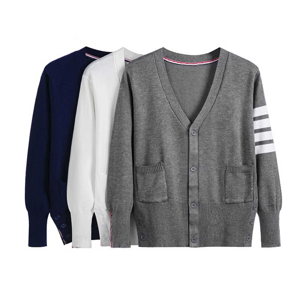 New Mens Brand Sweaters Tb Thom Street Fashion Male Slim Fit V-neck Striped Cardigans Clothing Casual Cardigan, Black
New Mens Brand Sweaters Tb Thom Street Fashion Male Slim Fit V-neck Striped Cardigans Clothing Casual Cardigan, Black