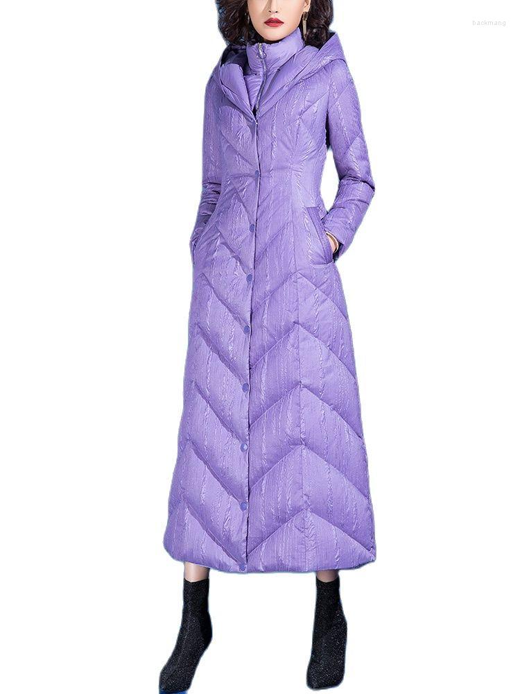 Women' Trench Coats 2022 Winter Slim Hooded White Duck Down Long Thicken Warm Purple Coat For Woman
Women' Trench Coats 2022 Winter Slim Hooded White Duck Down Long Thicken Warm Purple Coat For Woman