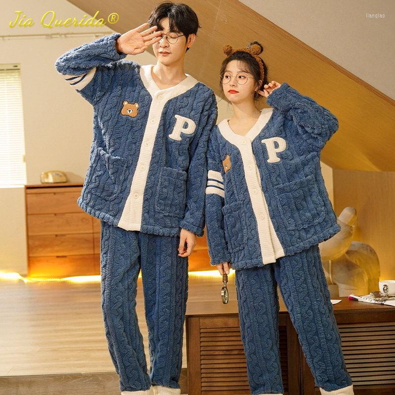Men's Sleepwear Preppy Style Winter Thick Thermal Pajamas Set For Couple Kimono Cardigan Velvet Young Lovers V-neck Mens Pijamas, 1-women
Men's Sleepwear Preppy Style Winter Thick Thermal Pajamas Set For Couple Kimono Cardigan Velvet Young Lovers V-neck Mens Pijamas, 1-women