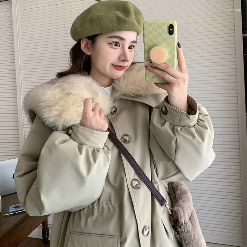 Women's Trench Coats Large Fur Collar Padded Jacket Female Winter Waist Thickened Warm Mid-length Coat Japanese Sweet Style Lantern Sleeves, Khaki
Women's Trench Coats Large Fur Collar Padded Jacket Female Winter Waist Thickened Warm Mid-length Coat Japanese Sweet Style Lantern Sleeves, Khaki