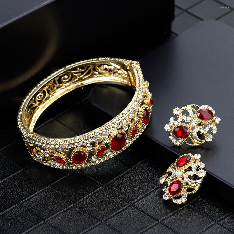 Necklace Earrings Set Sunspicems Gold Color Earring Sets For Women Arabic Ethnic Wedding Jewelry Red Green Crystal Bangle, Picture shown
Necklace Earrings Set Sunspicems Gold Color Earring Sets For Women Arabic Ethnic Wedding Jewelry Red Green Crystal Bangle, Picture shown