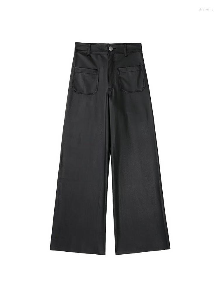 Women's Pants PB&ZA 2969243 Women 2022 Autumn Fashion Navy Style Imitation Leather Straight Female Ankle Trousers Mujer 2969/243, Black
Women's Pants PB&ZA 2969243 Women 2022 Autumn Fashion Navy Style Imitation Leather Straight Female Ankle Trousers Mujer 2969/243, Black
