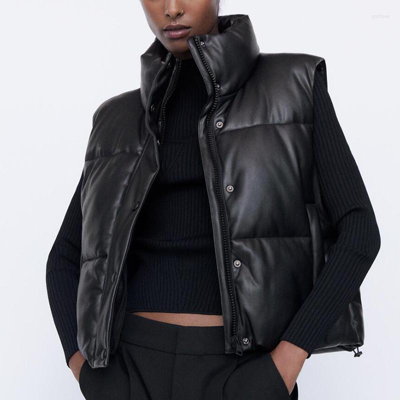 Women's Vests Sleeveless Vest Women Waistcoat Winter Zipper Leather Jacket Cotton Coat Female Stand Collar Short Chaleco Mujer, Black
Women's Vests Sleeveless Vest Women Waistcoat Winter Zipper Leather Jacket Cotton Coat Female Stand Collar Short Chaleco Mujer, Black