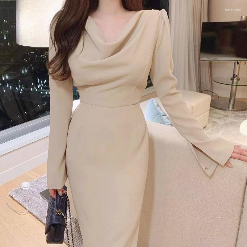 Casual Dresses Korean Chic Elegant Pile Collar Women Dress Slim Wasit Package Hip Flare Sleeve Robe 2022 Spring Office Lady Vestidos Mujer, Black
Casual Dresses Korean Chic Elegant Pile Collar Women Dress Slim Wasit Package Hip Flare Sleeve Robe 2022 Spring Office Lady Vestidos Mujer, Black