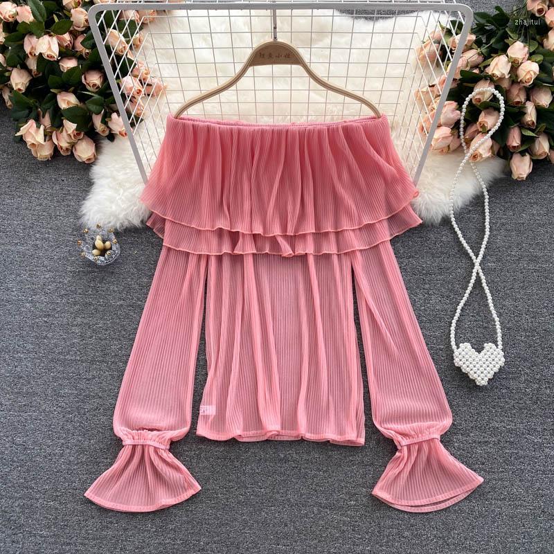 Women's Blouses Women's & Shirts Ladies Vintage Folds Layered Ruffled Chiffon Shirt Women Spring Sexy Slash Neck Off Shoulder Long, Pink
Women's Blouses Women's & Shirts Ladies Vintage Folds Layered Ruffled Chiffon Shirt Women Spring Sexy Slash Neck Off Shoulder Long, Pink