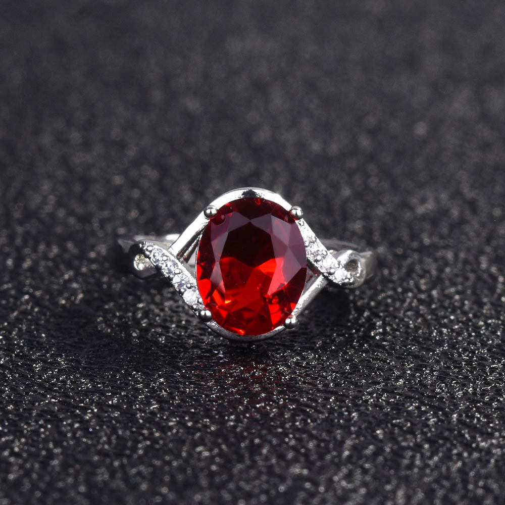 Exquisite Red Crystals Jewelry Sets For Women Bride Wedding Party Accessories Rhinestone Cubic Zircon Stud Necklace Earrings Bracelets Chain Rings