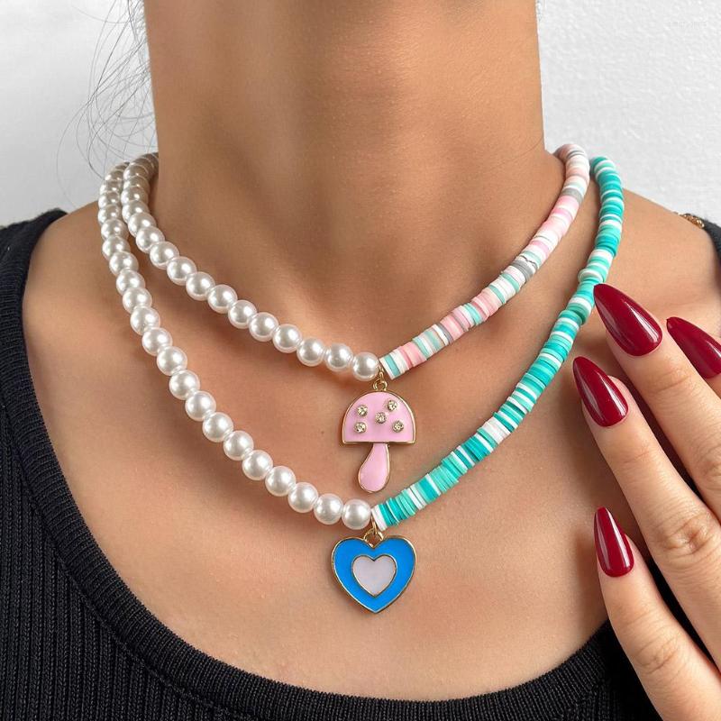 Choker Flatfoosie Colorful Soft Pottery Clay Beads Heart Necklace For Women Asymmetric Pearls Beaded Mushrooms Jewelry
Choker Flatfoosie Colorful Soft Pottery Clay Beads Heart Necklace For Women Asymmetric Pearls Beaded Mushrooms Jewelry