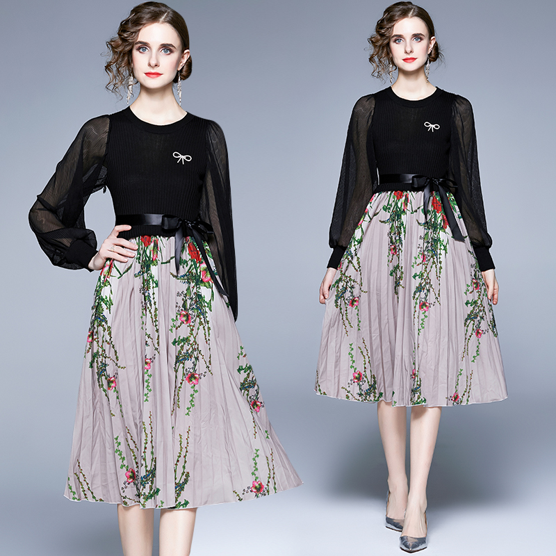 Knitted Patchwork Pleated Midi Floral Dress Women 2022 Designer Elegant Tulle Long Sleeve Printed Casual Office Dresses Chic Ladies Cocktail Party Frocks O-Neck, Green
Knitted Patchwork Pleated Midi Floral Dress Women 2022 Designer Elegant Tulle Long Sleeve Printed Casual Office Dresses Chic Ladies Cocktail Party Frocks O-Neck, Green