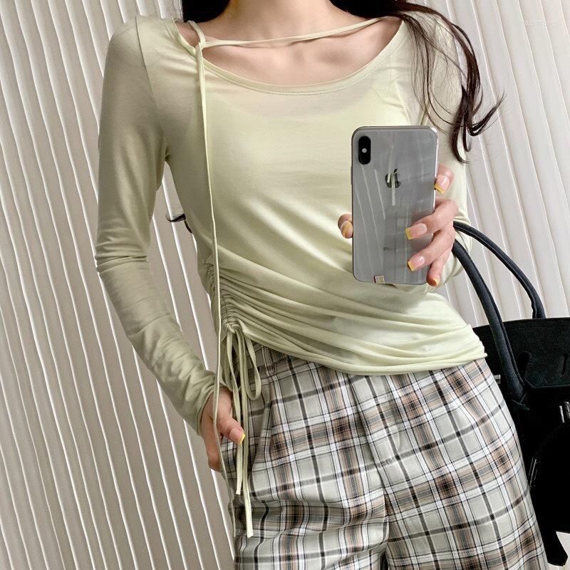 Women' T Shirts Spring And Summer Fashion Korean Version Of All-match Skinny Slim Sexy Round Neck Personality Drawstring Nude T-shirt Women, Blue
Women' T Shirts Spring And Summer Fashion Korean Version Of All-match Skinny Slim Sexy Round Neck Personality Drawstring Nude T-shirt Women, Blue